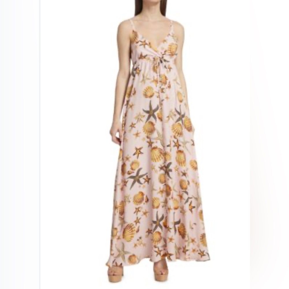 EUC L’AGENCE Sachi seashell print soft pink maxi dress from Saks 5th Avenue